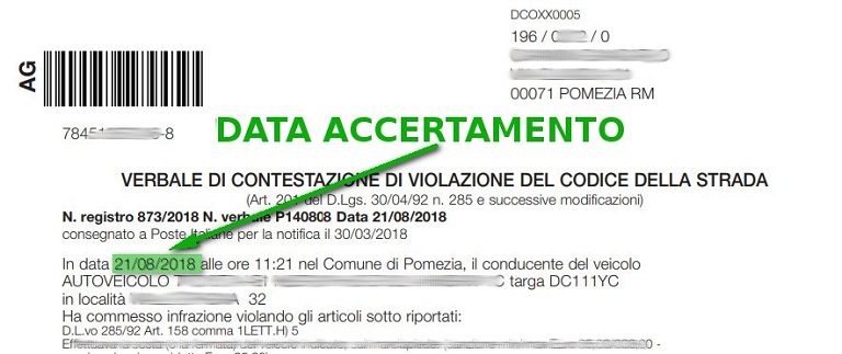 Immagine che descrive come recuperare la data
